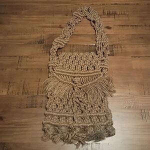 Handcrafted Tan Macramé Shoulder Bag
